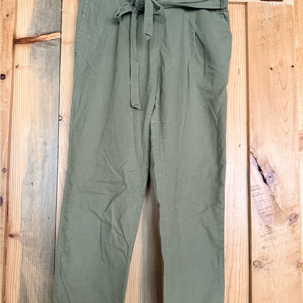 Women's Olive Green Tie-Waist Pants